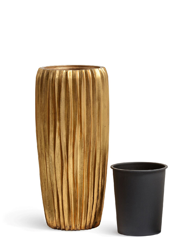 Кашпо Эффектори Металл высокий конус Дизайн Вейв Сусальное золото_5