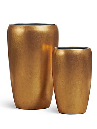 Кашпо Эффектори Металл высокий округлый конус сусальное золото