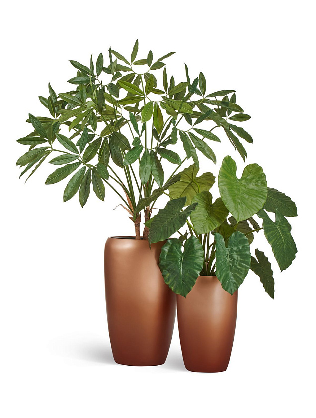 Кашпо Эффектори Металл высокий округлый конус лаковое темное золото_9