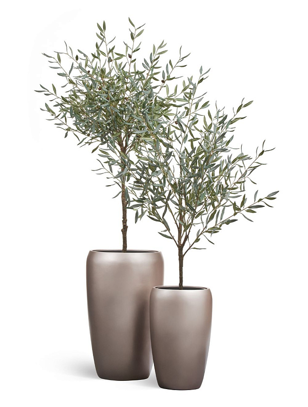 Кашпо Эффектори Металл высокий округлый конус лаковое темное серебро_6