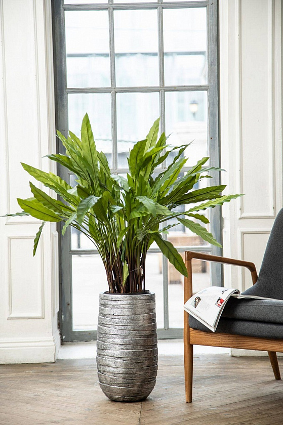 Кашпо Роу Высокое серебряное_2