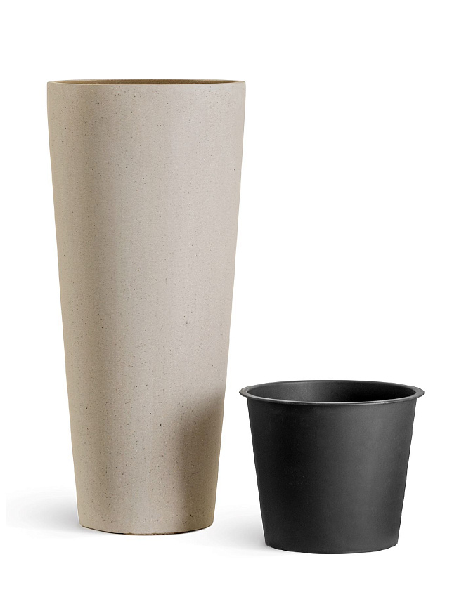 Кашпо Эффектори Бетон высокий конус белый камень_3