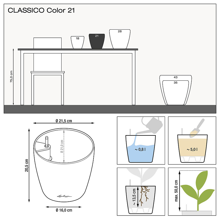 Кашпо Лечуза Классико Колор (серый)_4