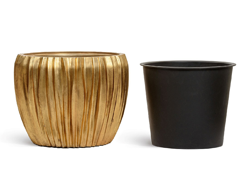 Кашпо Эффектори Металл Чаша Дизайн Вейв Сусальное золото_2