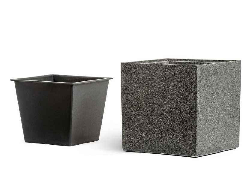 Кашпо Эффектори Стоун Куб Тёмно-серый камень_2