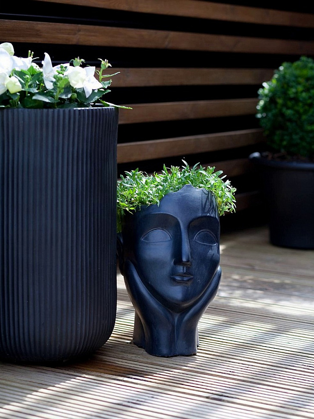 Кашпо Женская голова черное_
