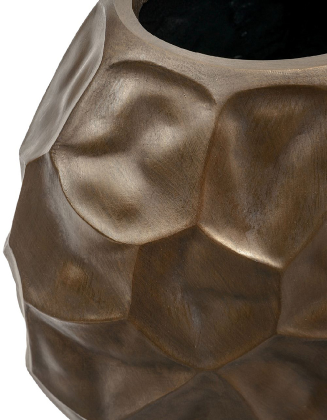 Кашпо Эффектори Металл Плоская сфера Дизайн Крампл Черненая бронза_3