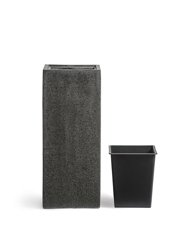 Кашпо Эффектори Стоун Высокий куб Темно-серый камень_