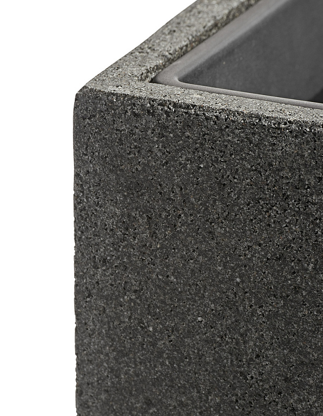 Кашпо Эффектори Стоун Высокий куб Темно-серый камень_1