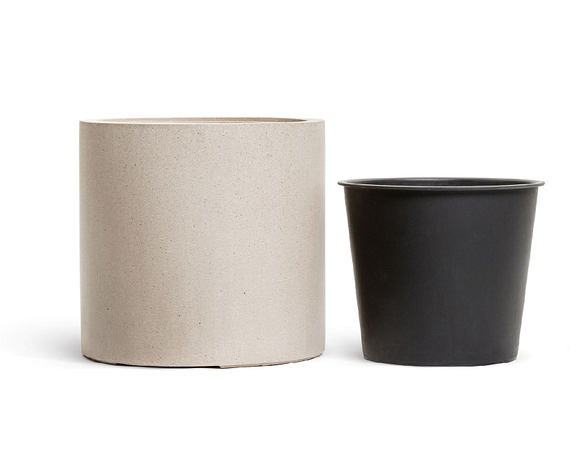 Кашпо Эффектори Бетон цилиндр белый песок_3