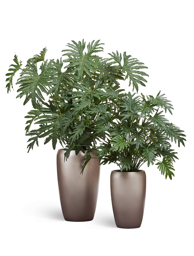 Кашпо Эффектори Металл высокий округлый конус лаковое темное серебро_12