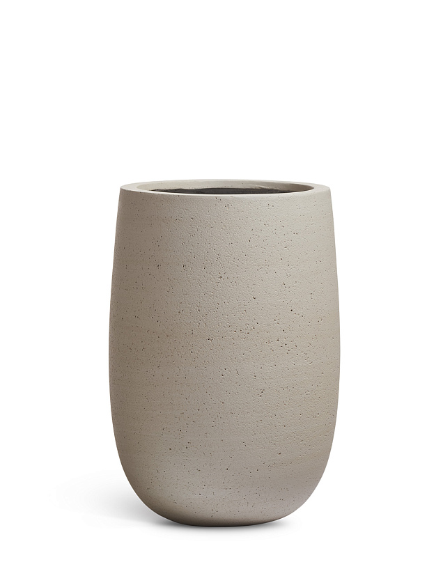 Кашпо Эрго Файн Рок Высокая округлая чаша Белый песок_2